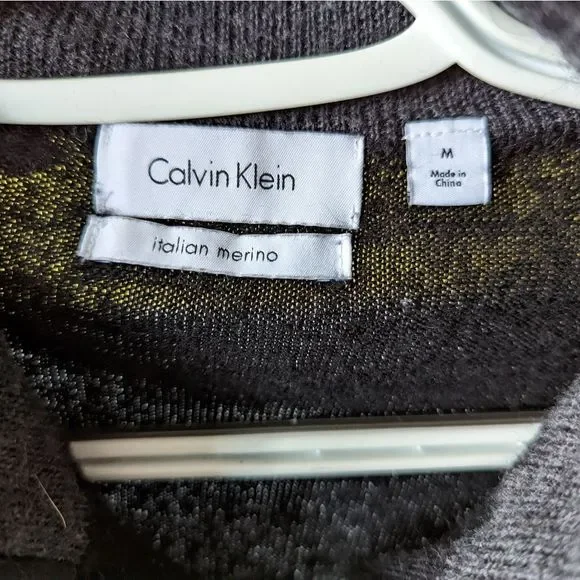 Calvin Klein Black Half Zip pullover Sweater Italian Merino - Picture 3 of 3